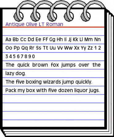 AntiqueOlive LT Roman Regular animated font preview AntiqueOlive LT Roman Regular animated font preview