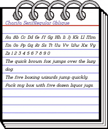 Charifa SerifRegular Oblique Regular animated font preview Charifa SerifRegular Oblique Regular animated font preview