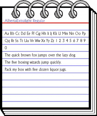 AlbertaExtralight Regular animated font preview