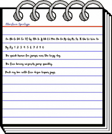 Alberteen Regular animated font preview