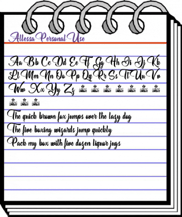 Allessa Personal Use Regular animated font preview