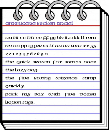 Americana Becker Uncial Regular animated font preview