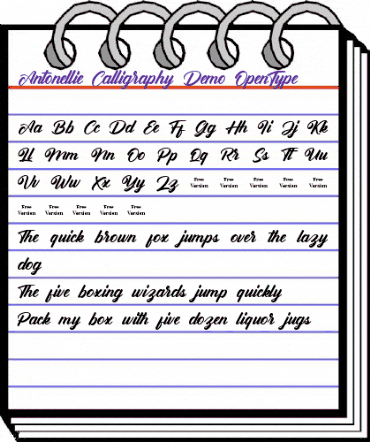 Antonellie Calligraphy Demo Regular animated font preview