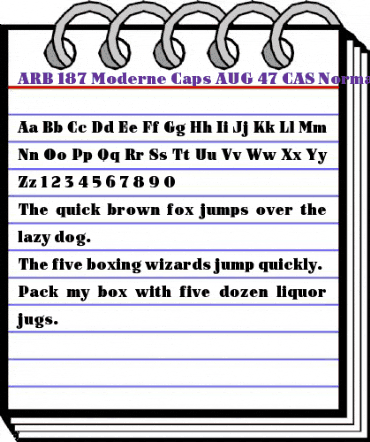 ARB-187 Moderne Caps AUG-47 CAS Regular animated font preview