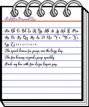 Ardilla Personal Use Regular animated font preview