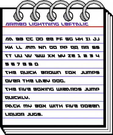 Armed Lightning Leftalic Italic animated font preview