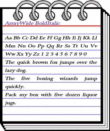 ArrayWide BoldItalic animated font preview