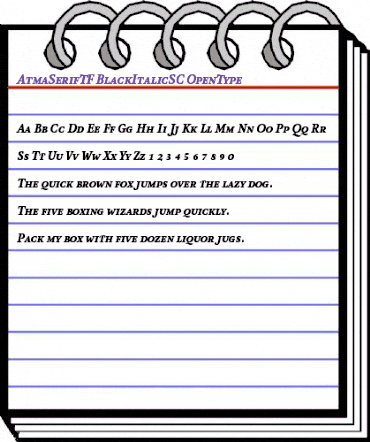 AtmaSerifTF-BlackItalicSC Regular animated font preview