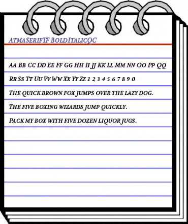 AtmaSerifTF-BoldItalicQC Regular animated font preview