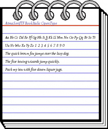 AtmaSerifTF-BookItalic Regular animated font preview