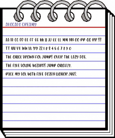 Avocado Creamy Regular animated font preview