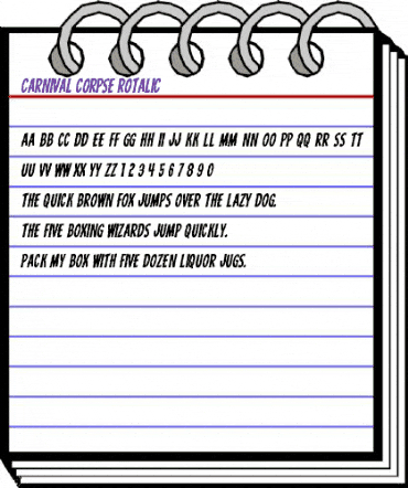 Carnival Corpse Rotalic Italic animated font preview