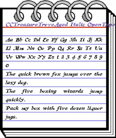 CCTreasureTroveAged Italic animated font preview