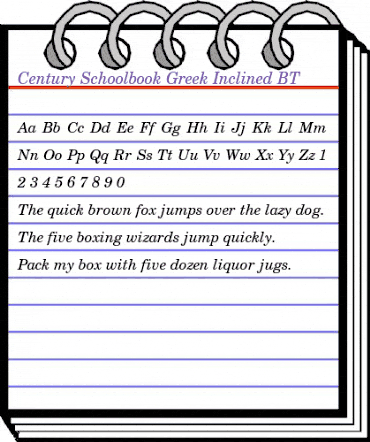 CentSchbkGreek BT Inclined animated font preview