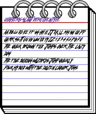 Chapters Slant DEMO Regular animated font preview
