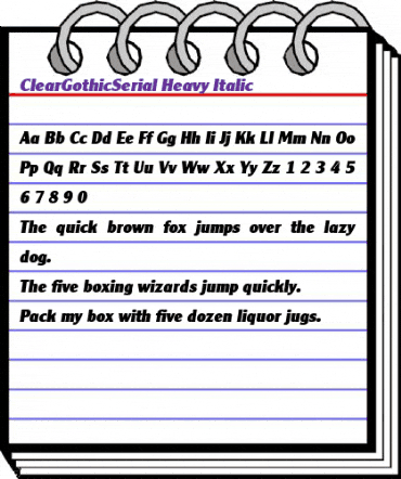ClearGothicSerial-Heavy Italic animated font preview