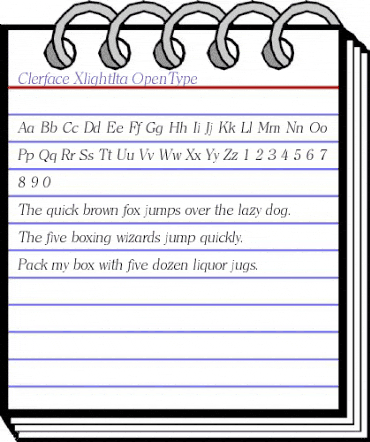 Clerface-XlightIta Regular animated font preview