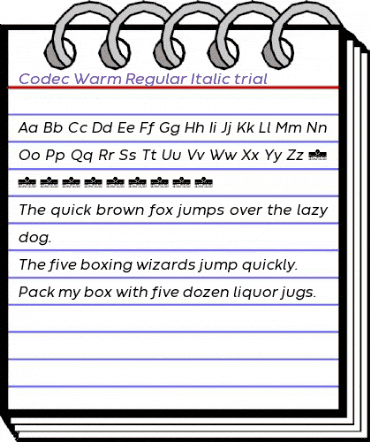 Codec Warm Trial Italic animated font preview