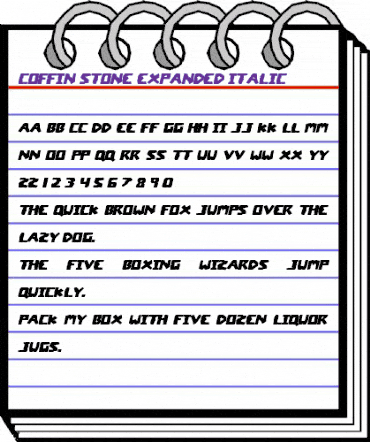 Coffin Stone Expanded Italic Expanded Italic animated font preview