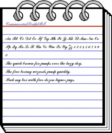 CommercialScriptBT Regular animated font preview