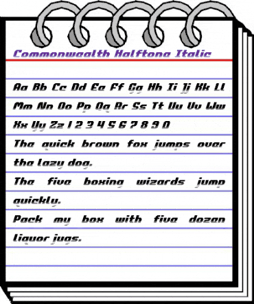 Commonwealth Halftone Italic Italic animated font preview