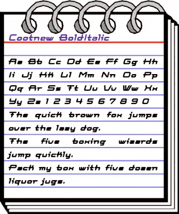 Cootnew BoldItalic animated font preview