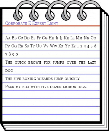 Corporate E Expert BQ Light animated font preview
