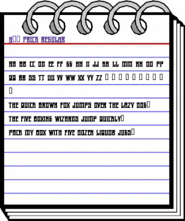 H74 Prick Regular animated font preview