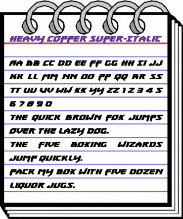 Heavy Copper Super-Italic Italic animated font preview