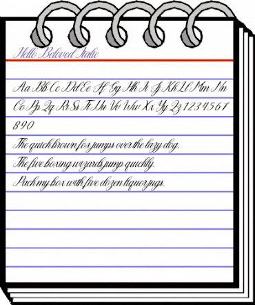 Hello Beloved Italic Regular animated font preview