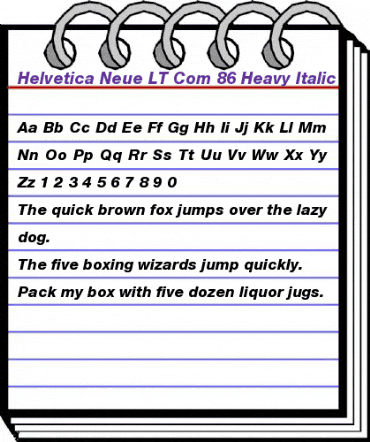 Helvetica Neue LT Com 86 Heavy Italic animated font preview