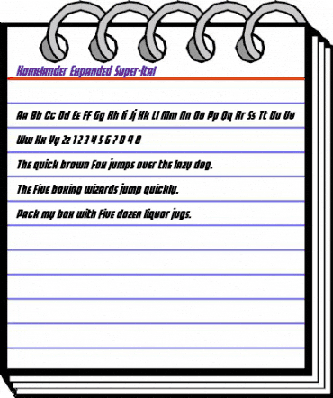 Homelander Expanded Super-Ital Regular animated font preview