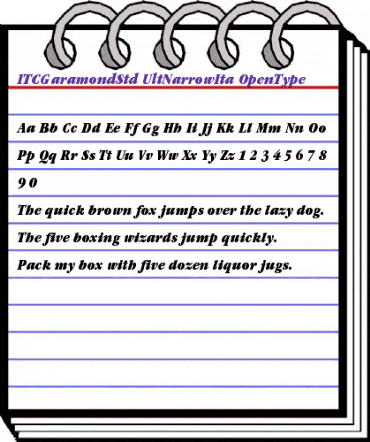 ITC Garamond Std Ultra Narrow Italic animated font preview