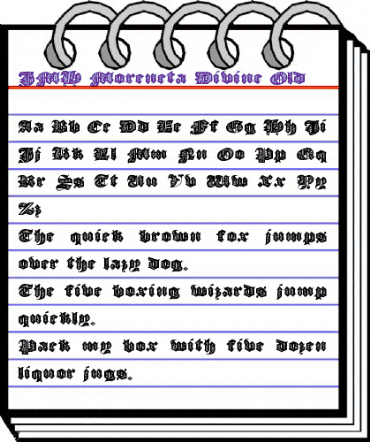 JMH Moreneta Divine Old Regular animated font preview