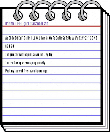 Univers LT 49 LightUltraCn Regular animated font preview