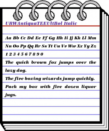 URWAntiquaTEEUltBol Italic animated font preview