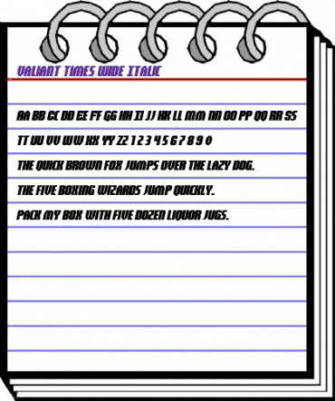 Valiant Times Wide Italic Regular animated font preview