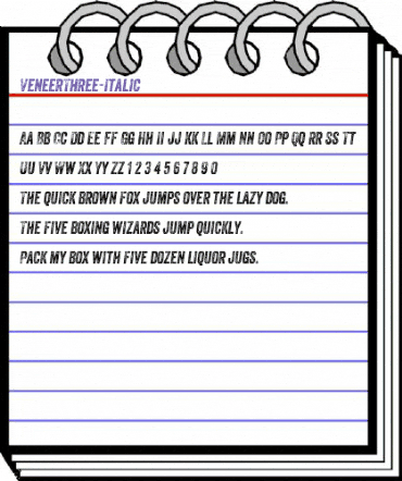 Veneer Three Italic animated font preview