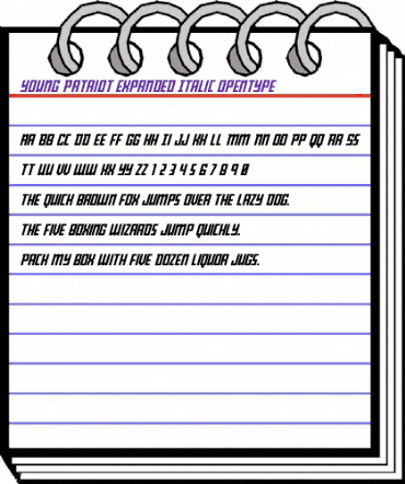 Young Patriot Expanded Italic Expanded Italic animated font preview