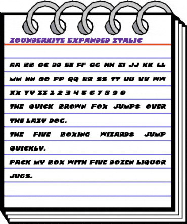 Zounderkite Expanded Italic Expanded Italic animated font preview